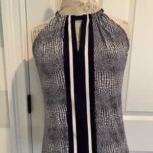 Michael Kors Stretchy Blue & White Halter Tank